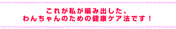 これが私が編み出した、わんちゃんのための健康ケア法です!
